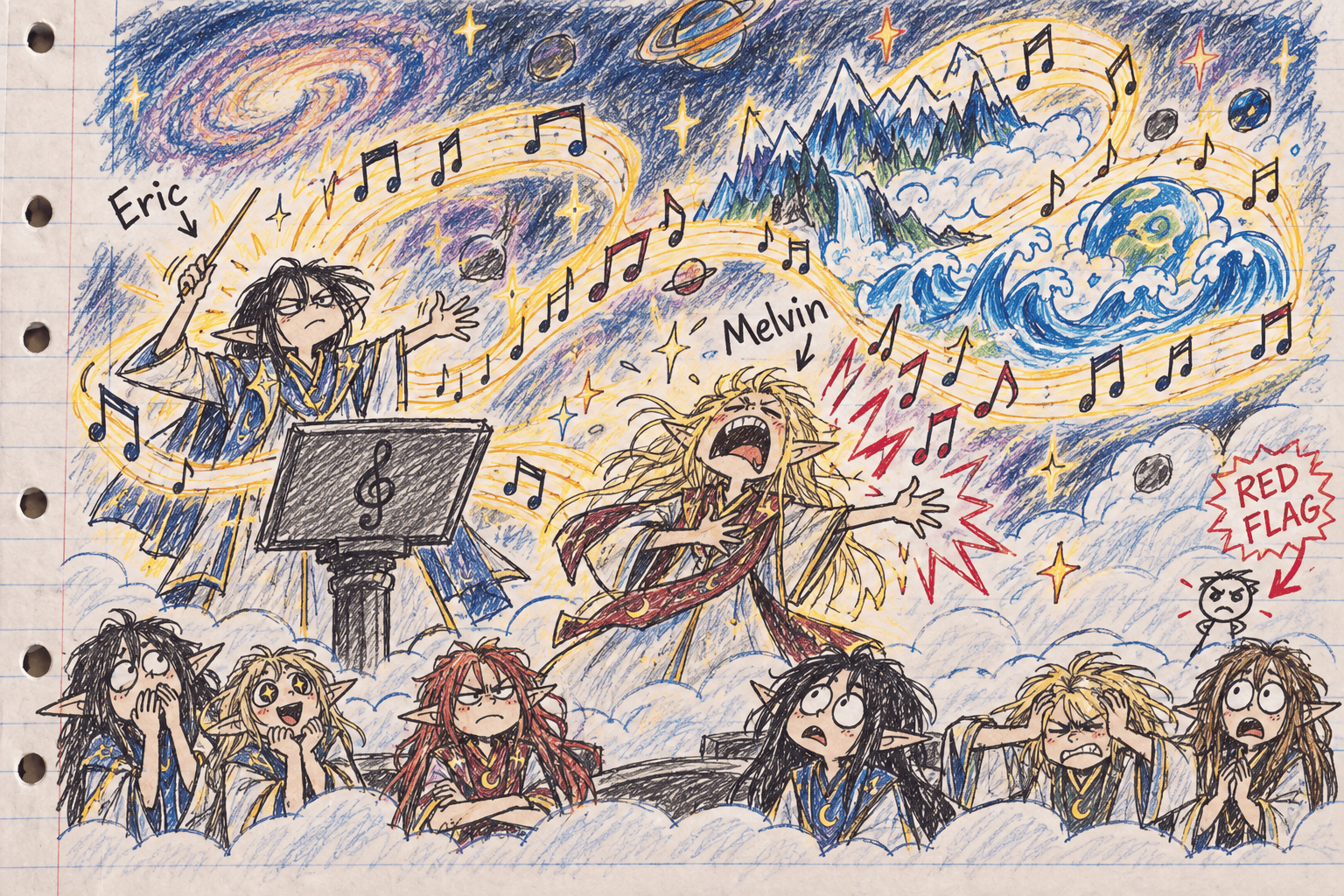Middle school notebook doodle for Chapter 01