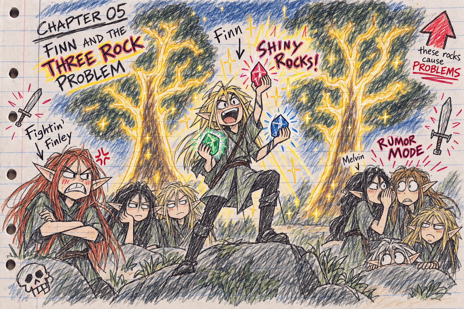 Middle school notebook doodle for Chapter 05