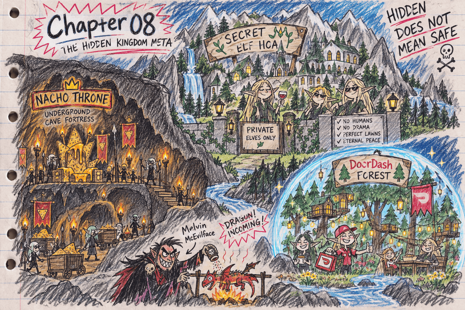 Middle school notebook doodle for Chapter 08