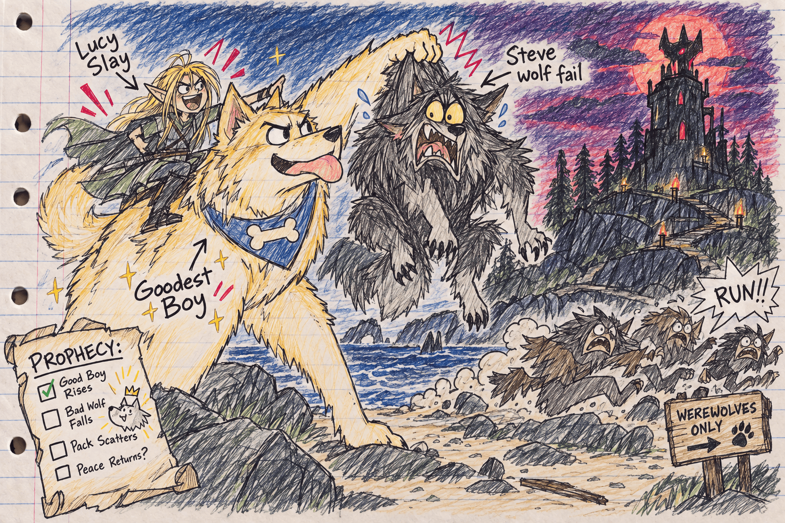 Middle school notebook doodle for Chapter 10