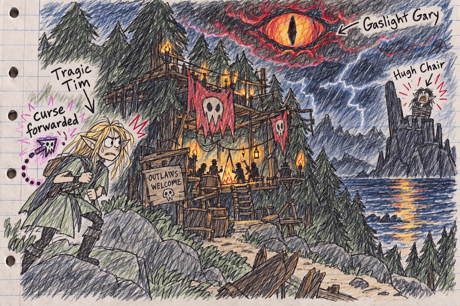 Middle school notebook doodle for Chapter 13